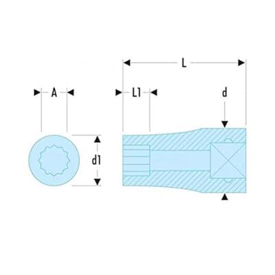 Facom doppen 3/4&apos; 6 kant 34 mm - K.34HB