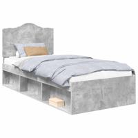 Bedframe met hoofdeinde Beton 90 x 200 cm Massief grenenhout - thumbnail