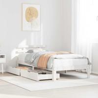 Bedframe met lades massief grenenhout wit 100x200 cm - thumbnail