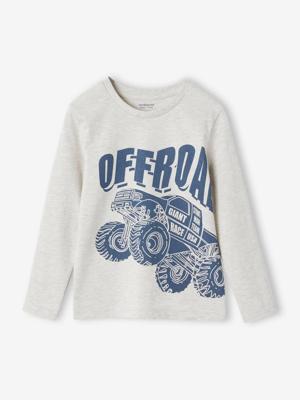 Basics T-shirt met lange mouwen voor jongens met een speels of grafisch motief gemêleerd wit