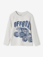 Basics T-shirt met lange mouwen voor jongens met een speels of grafisch motief gemêleerd wit - thumbnail