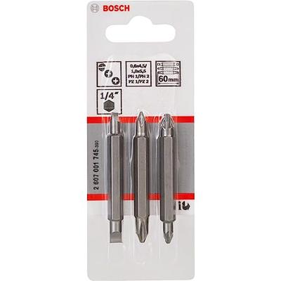 Bosch Accessories PH1, PZ1, S 0,6 x 4,5, PH2, PZ2, S 1,0 x 5,5, 60 mm Dubbelbitset