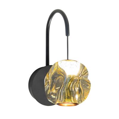 Highlight WandlampMelina zwart met amber glas - W3486.01