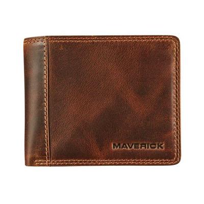 Portemonee Maverick The Original compact met kleingeldvak RFID leer bruin