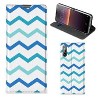 Sony Xperia L4 | Hoesje met Magneet | Zigzag Blauw - thumbnail
