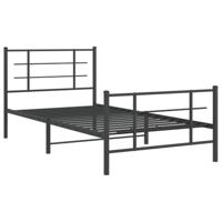 Bedframe met hoofd- en voeteneinde metaal zwart 107x203 cm - thumbnail