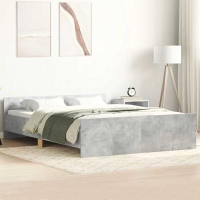 Bedframe met hoofd- en voeteneinde betongrijs 140x190 cm