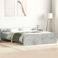 Bedframe met hoofd- en voeteneinde betongrijs 140x190 cm - thumbnail