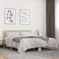 Bedframe bewerkt hout metaal sonoma eikenkleurig 160x200 cm - thumbnail