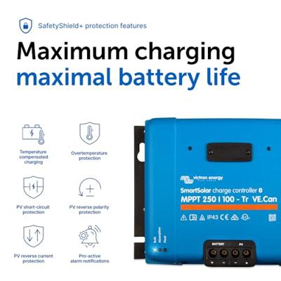 Victron Energy SmartSolar 250/100-Tr VE.Can Laadregelaar voor zonne-energie MPPT 12 V, 24 V, 48 V 100 A Victron Energy SmartSolar 250/100-Tr VE.Can Laadregelaar voor zonne-energie MPPT 12 V, 24 V, 48 V 100 A