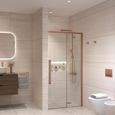 Nisdeur Sanivo Nova Soft Close 100x200 cm Geborsteld Brons Helder Nano 8 mm Nisdeur Sanivo Nova Soft Close 100x200 cm Geborsteld Brons Helder Nano 8 mm