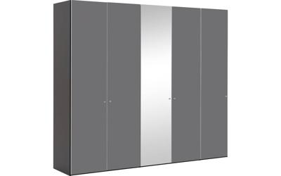 Goossens Kledingkast Easy Storage Ddk, Kledingkast 253 cm breed, 220 cm hoog, 4x glas draaideur en 1x spiegel draaideur midden Goossens Kledingkast Easy Storage Ddk, Kledingkast 253 cm breed, 220 cm hoog, 4x glas draaideur en 1x spiegel draaideur midden