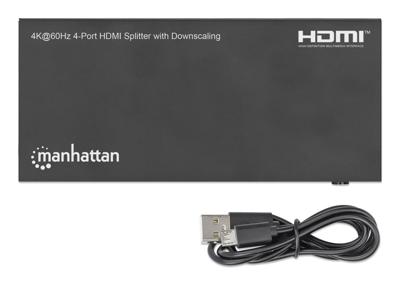 Manhattan 208369 HDMI-splitter Met status-LEDs, Ultra HD-geschikt 3840 x 2160 Pixel Zwart