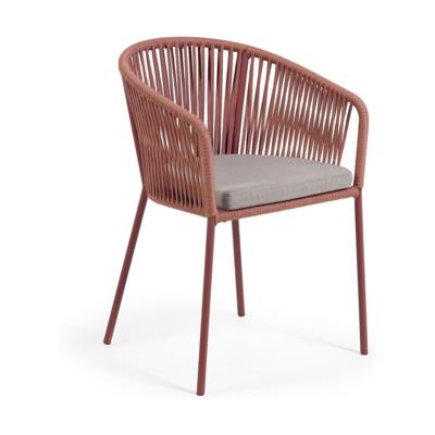 Kave Home Yanet tuinstoel Lounge Zitgedeelte van mesh Rugsteun van gaas Ethyleen-vinylacetaat-schuim (EVA), Stof/Weefsel, Gegalvaniseerd staal Roze