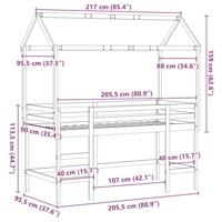 Halfhoogslaper met ladder en bedhuis grenenhout wit 90x200 cm - thumbnail