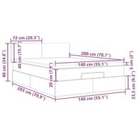 Ottoman bed met matras en LED's 140x200cm fluweel lichtgrijs - thumbnail