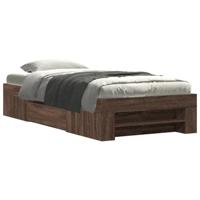 Bedframe zonder matras bewerkt hout bruin eikenkleur 75x190 cm - thumbnail