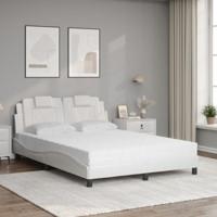 Bed met matras kunstleer wit 140x200 cm - thumbnail