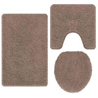 VidaXL Antislip badmat set 3 pcs bruin pp - thumbnail