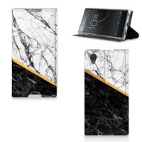 Sony Xperia L1 | Standcase | Marmer Wit Zwart - Origineel Cadeau Man - thumbnail