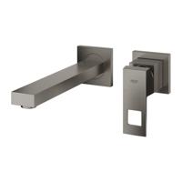 Wastafelmengkraan GROHE Eurocube 2-Gats Wand 230 Mm Hard Graphite Geborsteld - thumbnail