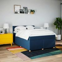 Boxspring met matras stof blauw 140x190 cm - thumbnail