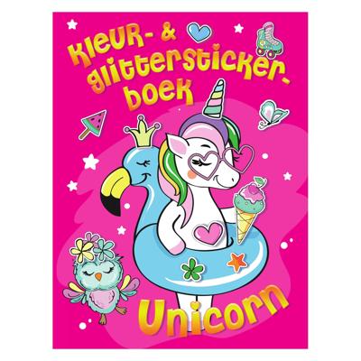 Mondikaarten Kleur- & glitter stickerboek unicorn
