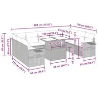 10-delige Loungeset met kussens poly rattan beige - thumbnail