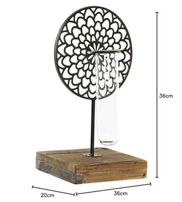 Kaarshouder DKD Home Decor Kristal Zwart Metaal Hout Bruin 20 x 20 x 36 cm