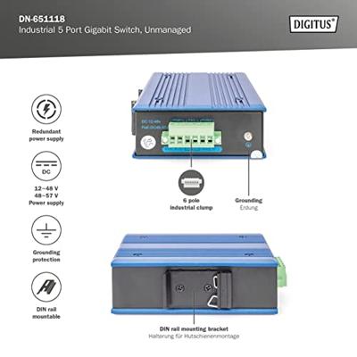 Digitus DN-651118 DN-651118 Industrial Ethernet Switch 5 poorten 10 / 100 / 1000 MBit/s