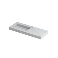 INK Pitch Wastafel Keramische Slab Links met Drain en Front en Side Skirts Zonder Kraangat - 1200x450x90 mm - Calacatta Mat - thumbnail