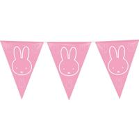 Haza Witbaard Vlaggenlijn nijntje roze, 10mtr. - thumbnail