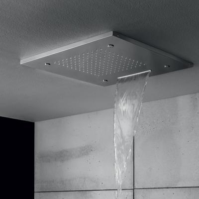 Hotbath Mate inbouwhoofddouche vierkant 50x50cm met cascade en spray nikkel geborsteld M145GN