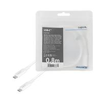 LogiLink CU0180 - USB 4 Gen 3 Type-C kabel (IF-gecertificeerd) met E-mark-chipset, PD (Power Delivery tot 20V, 5A, 100W), AV tot UHD 8K/60Hz (7680x4320), wit, 0,8m - thumbnail