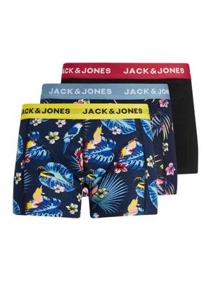 Jack - Jones Jacflower Bird Trunks 3 Pack Noos Boxershorts Surf The Web Black - Black