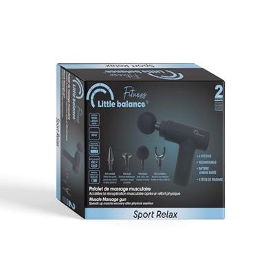 Massagepistool - LITTLE BALANCE - Sport Relax - 6 snelheden - 4 koppen - Zwart