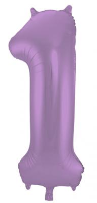 Folieballon Paars Metallic Mat Cijfer 1 - 86 cm