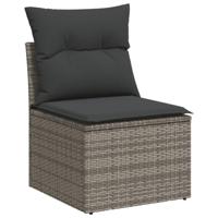 10-delige Loungeset met kussens poly rattan grijs - thumbnail