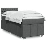 Boxspring met matras stof donkergrijs 90x190 cm - thumbnail