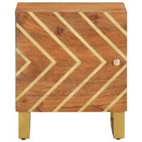 Nachtkastje massief mangohout bruin en zwart - thumbnail