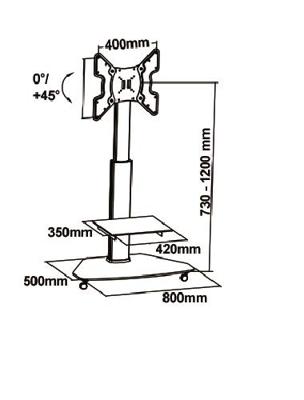 My Wall HP1CL TV-wagen Uittrekbaar, In hoogte verstelbaar 81,3 cm (32) - 139,7 cm (55) Kantelbaar en zwenkbaar My Wall HP1CL TV-wagen Uittrekbaar, In hoogte verstelbaar 81,3 cm (32) - 139,7 cm (55) Kantelbaar en zwenkbaar