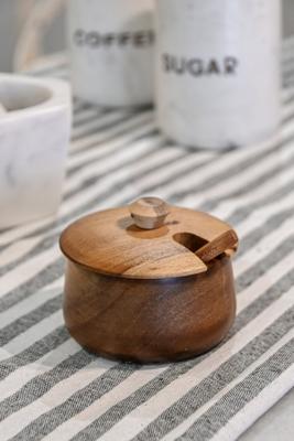 Suikerpot Home ESPRIT Natuurlijk Acacia 9,5 x 9,5 x 7,5 cm