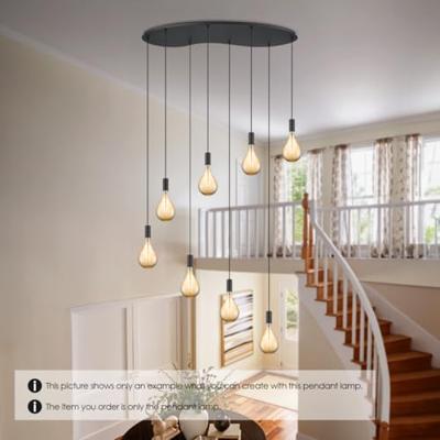 Metaal kroonluchter - Industrie hanglamp - Zwart - Met 8 pcs lampvoeten - Ontworpen voor Eetkamer en Slaapkamer - 120 x 41.3 x 117.5cm - set met E27 Lamphouder - voor Lampenkap met Doorsnede max 15cm - Gloeilamp Niet Inbegrepen