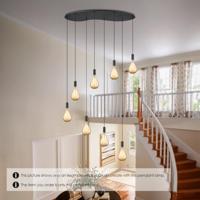 Metaal kroonluchter - Industrie hanglamp - Zwart - Met 8 pcs lampvoeten - Ontworpen voor Eetkamer en Slaapkamer - 120 x 41.3 x 117.5cm - set met E27 Lamphouder - voor Lampenkap met Doorsnede max 15cm - Gloeilamp Niet Inbegrepen - thumbnail