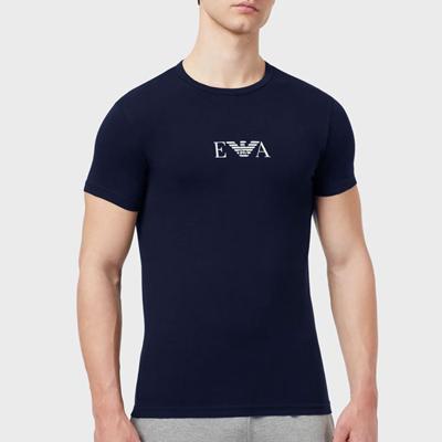 Armani T-shirts Monogram 2-pack blauw