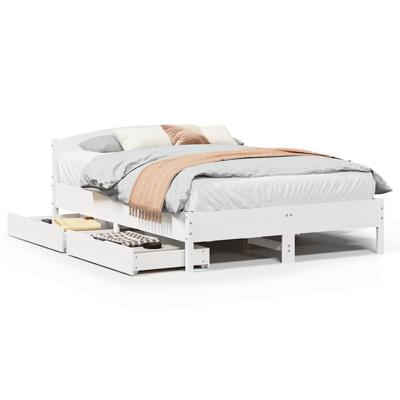 Bedframe zonder matras massief grenenhout wit 140x200 cm