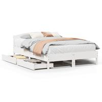 Bedframe zonder matras massief grenenhout wit 140x200 cm - thumbnail