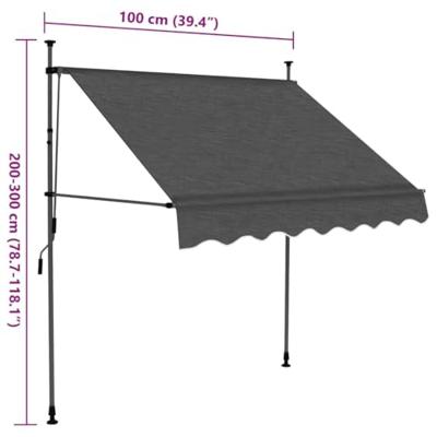 Luifel handmatig uitschuifbaar met LED 100 cm antracietkleurig