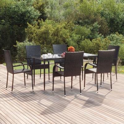 7-delige Tuinset poly rattan zwart