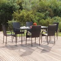 7-delige Tuinset poly rattan zwart - thumbnail
